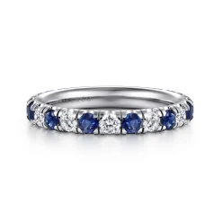Best Gabriel & Co. 14K White Gold Sapphire and Diamond Stackable Band