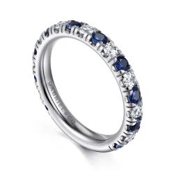 Best Gabriel & Co. 14K White Gold Sapphire and Diamond Stackable Band