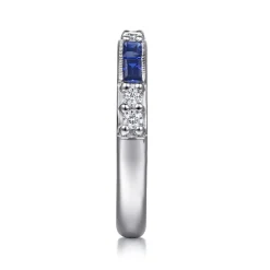 Gabriel & Co. 14K White Gold Sapphire Baguette and Diamond Stackable Ring