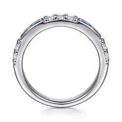Gabriel & Co. 14K White Gold Sapphire Baguette and Diamond Stackable Ring
