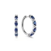 New Gabriel & Co. 14K White Gold Shared Prong Diamond and Oval Blue Sapphire Classic Hoop Earrings