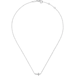 New Gabriel & Co. 14K White Gold Sideways Curved Diamond Cross Necklace