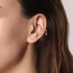 Best Gabriel & Co. 14K White Gold Single Bujukan Ear Cuff with Cross Charm