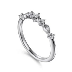 Clearance Gabriel & Co. 14K White Gold Single Prong Diamond Station Ring