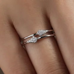 Hot Gabriel & Co. 14K White Gold Spiked Diamond Stackable Ring