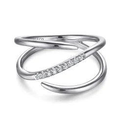 Gabriel & Co. 14K White Gold Split Shank Pave Diamond Wrap Ring