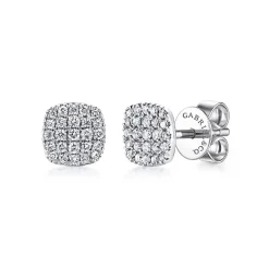 Hot Gabriel & Co. 14K White Gold Square Pave Diamond Stud Earrings