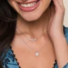Clearance Gabriel & Co. 14K White Gold Square Station Diamond Pave Curved Bar Necklace