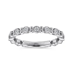 Gabriel & Co. 14K White Gold Stackable Diamond Ring with Bead Spacers