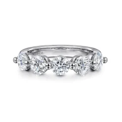 Best Gabriel & Co. 14K White Gold 5 Stone Single Prong Diamond Anniversary Band - 1.85 ct