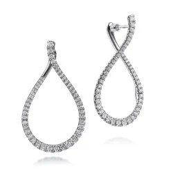 Clearance Gabriel & Co. 14K White Gold Teardrop Diamond Bypass Hoop Earrings