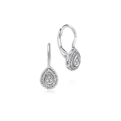 Discount Gabriel & Co. 14K White Gold Teardrop Diamond Drop Earrings with Twisted Rope Frames