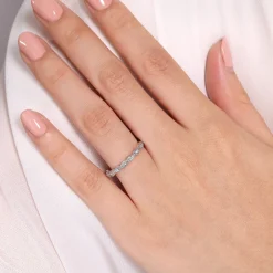Outlet Gabriel & Co. 14K White Gold Teardrop Station Stackable Diamond Anniversary Band - 0.08 ct