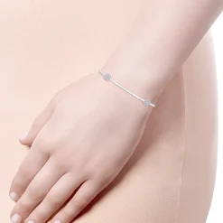Outlet Gabriel & Co. 14K White Gold Tennis Bracelet with Round Cluster Diamond Stations