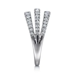Hot Gabriel & Co. 14K White Gold Three Row Diamond Ring