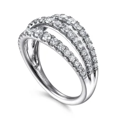 Hot Gabriel & Co. 14K White Gold Three Row Diamond Ring
