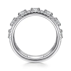 Online Gabriel & Co. 14K White Gold Three Row Diamond Station Wide Band Ring