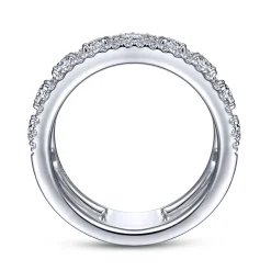 Best Gabriel & Co. 14K White Gold Three Row Diamond Station Ring