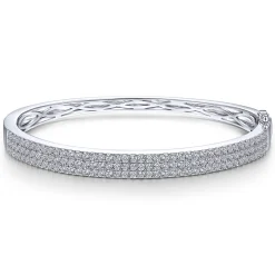 Best Gabriel & Co. 14K White Gold Three Row Diamond Bangle