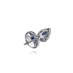 Online Gabriel & Co. 14K White Gold Toi et Moi Sapphire and Diamond Halo Stud Earrings