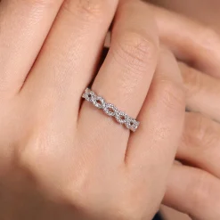 Online Gabriel & Co. 14K White Gold Twisted Diamond Stackable Ring