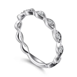 Online Gabriel & Co. 14K White Gold Twisted Diamond Stackable Ring