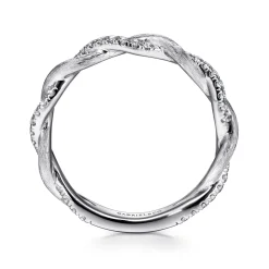 Best Gabriel & Co. 14K White Gold Twisted Diamond Stackable Ring