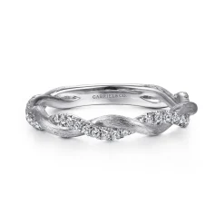 Best Gabriel & Co. 14K White Gold Twisted Diamond Stackable Ring
