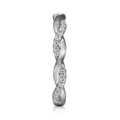 Best Gabriel & Co. 14K White Gold Twisted Diamond Stackable Ring