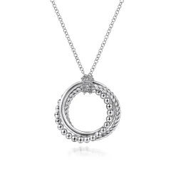 Sale Gabriel & Co. 14K White Gold Twisted Rope Multi Circle Pendant Necklace