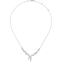 Clearance Gabriel & Co. 18K White Gold Waterfall Lariat Diamond Cluster Necklace