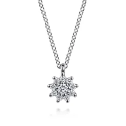 Clearance Gabriel & Co. 14K White Gold White Sapphire Cluster Pendant Necklace
