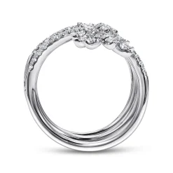 New Gabriel & Co. 18K White Gold Wide Diamond Leaf Statement Wrap Ring