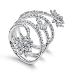 New Gabriel & Co. 18K White Gold Wide Diamond Leaf Statement Wrap Ring