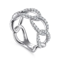 Clearance Gabriel & Co. 14K White Gold Wide Diamond Open Link Ring