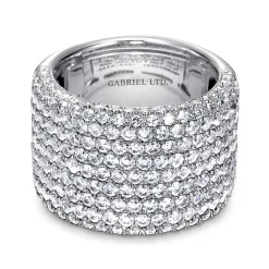 New Gabriel & Co. 18K White Gold Wide Multi Row Diamond Ring