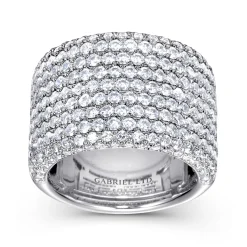 New Gabriel & Co. 18K White Gold Wide Multi Row Diamond Ring