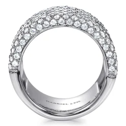New Gabriel & Co. 18K White Gold Wide Multi Row Diamond Ring