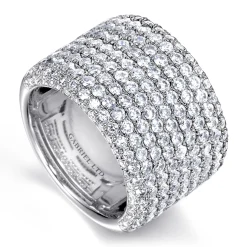 New Gabriel & Co. 18K White Gold Wide Multi Row Diamond Ring