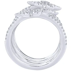 Best Gabriel & Co. 14K White Gold Wide Open Diamond Band and Star Station Statement Ring