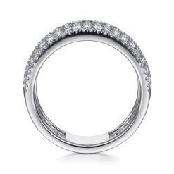 New Gabriel & Co. 14K White Gold Wide Pave Diamond Band