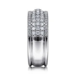 New Gabriel & Co. 14K White Gold Wide Pave Diamond Band
