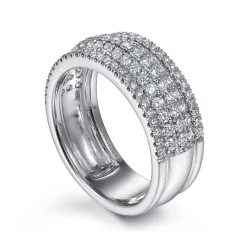 New Gabriel & Co. 14K White Gold Wide Pave Diamond Band