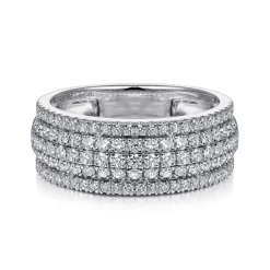 New Gabriel & Co. 14K White Gold Wide Pave Diamond Band