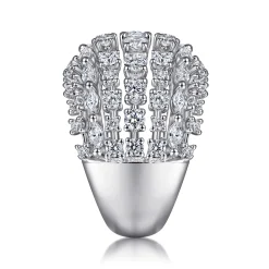New Gabriel & Co. 18K White Gold Wide Six Row Diamond Ring