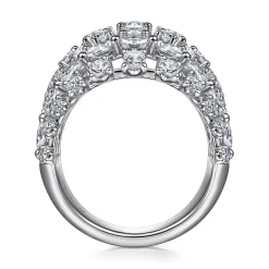 New Gabriel & Co. 18K White Gold Wide Six Row Diamond Ring