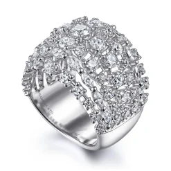 New Gabriel & Co. 18K White Gold Wide Six Row Diamond Ring
