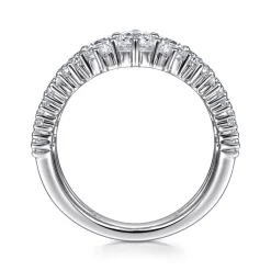 Gabriel & Co. 18K White Gold Wide Three Row Diamond Ring