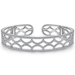 Sale Gabriel & Co. 14K White Gold Wide Zig Zag Diamond Cuff Bracelet