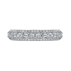 Gabriel & Co. 14K White-Rose Gold Baguette and Round Diamond Anniversary Band - 0.55 ct